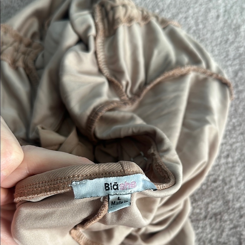 Tan Ruched Mini Dress - Picture 6 of 8